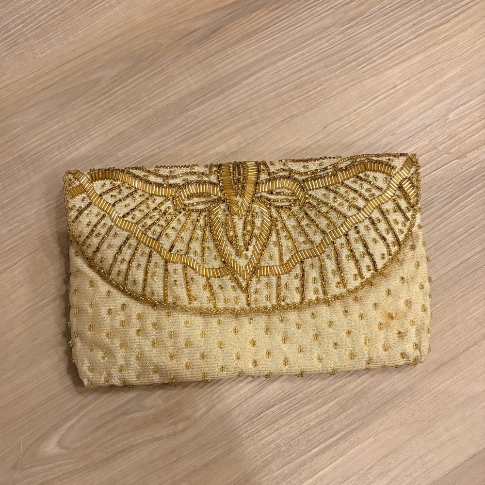 Vintage Gold Beaded Clutch